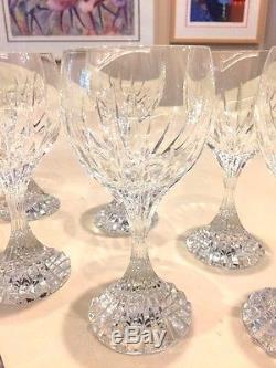 Baccarat Crystal MASSENA White Wine Claret Glasses stems 8 pc FRANCE 1013