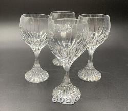 Baccarat Crystal Massena Set of 4 5-7/8 Bordeaux Wine Glasses Goblets EUC