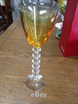 Baccarat Crystal Vega Amber 9 Wine Champagne 6 Ball Glass signed in Box France