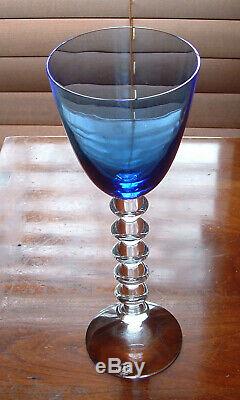Baccarat Crystal Vega Rhine Wine Glasses / Sapphire (light Blue) 9 Mint