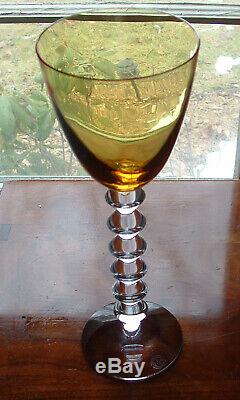 Baccarat Crystal Vega Rhine Wine Glasses / Topaz (yellow) 9 Mint