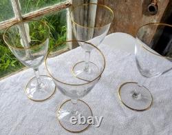 Baccarat Crystal Wine Glasses France Directoire Gold Rim Vtg Luxury Quality 6.5