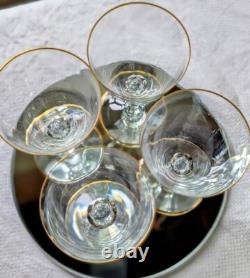 Baccarat Crystal Wine Glasses France Directoire Gold Rim Vtg Luxury Quality 6.5