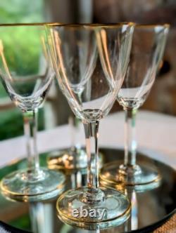 Baccarat Crystal Wine Glasses France Directoire Gold Rim Vtg Luxury Quality 6.5