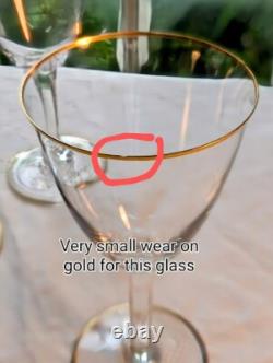 Baccarat Crystal Wine Glasses France Directoire Gold Rim Vtg Luxury Quality 6.5