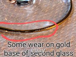 Baccarat Crystal Wine Glasses France Directoire Gold Rim Vtg Luxury Quality 6.5