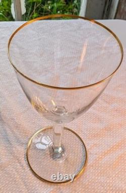 Baccarat Crystal Wine Glasses France Directoire Gold Rim Vtg Luxury Quality 6.5