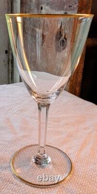 Baccarat Crystal Wine Glasses France Directoire Gold Rim Vtg Luxury Quality 6.5