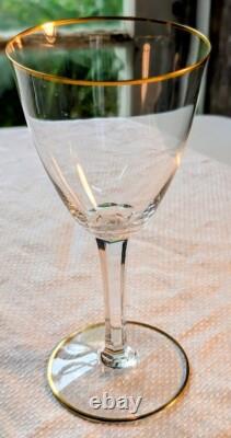 Baccarat Crystal Wine Glasses France Directoire Gold Rim Vtg Luxury Quality 6.5