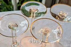 Baccarat Crystal Wine Glasses France Directoire Gold Rim Vtg Luxury Quality 6.5