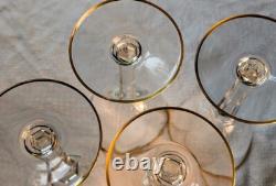 Baccarat Crystal Wine Glasses France Directoire Gold Rim Vtg Luxury Quality 6.5