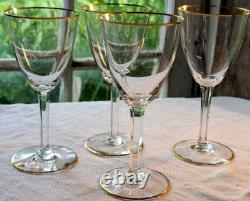 Baccarat Crystal Wine Glasses France Directoire Gold Rim Vtg Luxury Quality 6.5