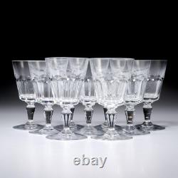 Baccarat France Bretagne Faceted Crystal Wine Glasses 9pc Lot 5.25h 3dia