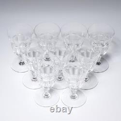 Baccarat France Bretagne Faceted Crystal Wine Glasses 9pc Lot 5.25h 3dia