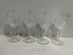 Baccarat France Crystal Lagny Pattern Set of 4 Large Wine Glasses / Goblets