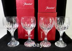 Baccarat France Crystal Massena 6 3/8 Wine Glasses / Goblets Set Of 4 Pieces