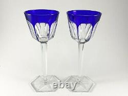 Baccarat France Harcourt 7.5 Cobalt Wine Rhine Goblet (Set of 2) Excellent