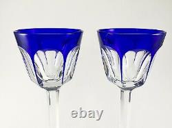 Baccarat France Harcourt 7.5 Cobalt Wine Rhine Goblet (Set of 2) Excellent