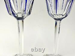 Baccarat France Harcourt 7.5 Cobalt Wine Rhine Goblet (Set of 2) Excellent