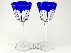 Baccarat France Harcourt 7.5 Cobalt Wine Rhine Goblet (Set of 2) Excellent