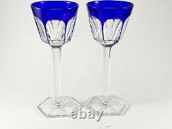 Baccarat France Harcourt 7.5 Cobalt Wine Rhine Goblet (Set of 2) Excellent