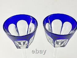 Baccarat France Harcourt 7.5 Cobalt Wine Rhine Goblet (Set of 2) Excellent