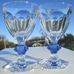 Baccarat France Signed Harcourt 1841 Blue Crystal Boxed Water Wine Glass Goblets