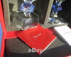 Baccarat France Signed Harcourt 1841 Blue Crystal Boxed Water Wine Glass Goblets