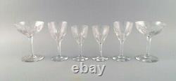 Baccarat, France. Six glasses in clear mouth-blown crystal glass