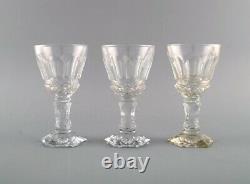 Baccarat, France. Three Art Deco white wine glasses in clear crystal glass