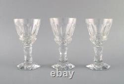 Baccarat, France. Three Art Deco white wine glasses in clear crystal glass