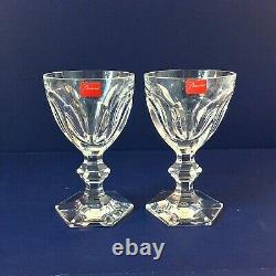 Baccarat Harcourt Signed Set 2 Crystal Claret Wine Glasses 6 Oz Orig Red Tags 5