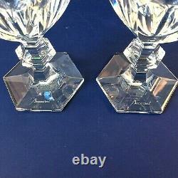 Baccarat Harcourt Signed Set 2 Crystal Claret Wine Glasses 6 Oz Orig Red Tags 5