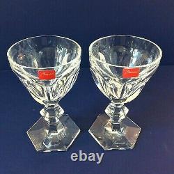 Baccarat Harcourt Signed Set 2 Crystal Claret Wine Glasses 6 Oz Orig Red Tags 5