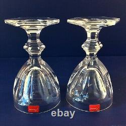 Baccarat Harcourt Signed Set 2 Crystal Claret Wine Glasses 6 Oz Orig Red Tags 5