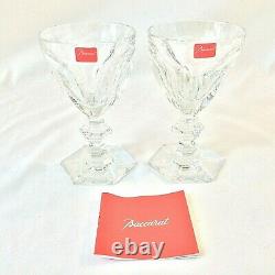 Baccarat Harcourt Signed Set 2 Crystal Claret Wine Glasses 6 Oz Orig Red Tags 5