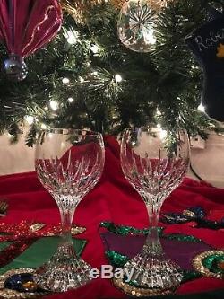 Baccarat MASSENA CLARET Water WINE GLASSES 7 Tall pair of 2 Never Used Mint