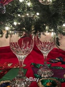 Baccarat MASSENA CLARET Water WINE GLASSES 7 Tall pair of 2 Never Used Mint