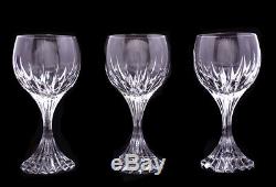 Baccarat MASSENA Cut Crystal WINE WATER Glass 3 GOBLETS stunning 6 1/ 2