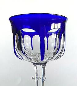Baccarat Malmaison Cobalt Blue Cut To Clear 7 3/8 Rhine Wine Glass Pre 1936