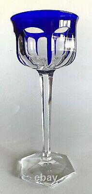 Baccarat Malmaison Cobalt Blue Cut To Clear 7 3/8 Rhine Wine Glass Pre 1936