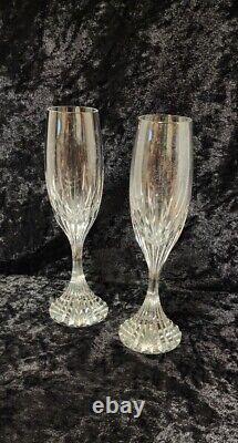 Baccarat Massena Crystal Champagne Wine Flutes Set of 2 Signed glasses