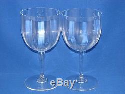 Baccarat Montaigne Optic Set 2 Water /red Wine Glasses Goblets Crystal 7 Signed