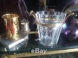 Baccarat Moulin Rouge Crystal Wine Bucket withGold Bottle Holder & Stand. Rare