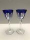 Baccarat Pair Of Harcourt Blue Cut To Clear Glasses