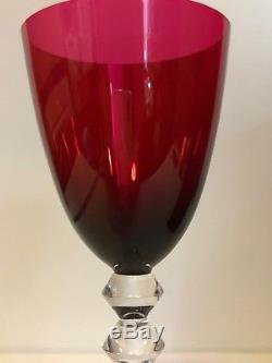 Baccarat Vega Rhine Wine Glass Ruby/Red French Crystal 9 WithBox France