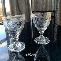 Beautiful Pair Signed William Yeoward Pearl Crystal Goblets Large 6-1/4