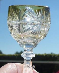 Beautiful Set Of 4 Small Colorful Czech Bohemian Crystal Wine Glasses