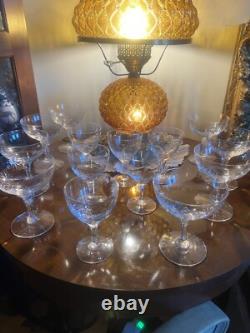 Beautiful set of 14 Fostoria Stardust Cordial & Liqour/Wine Crystal glasses