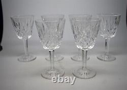 Best! Set 6 Waterford Cut Crystal Claret Wine Glasses Lismore Stemware